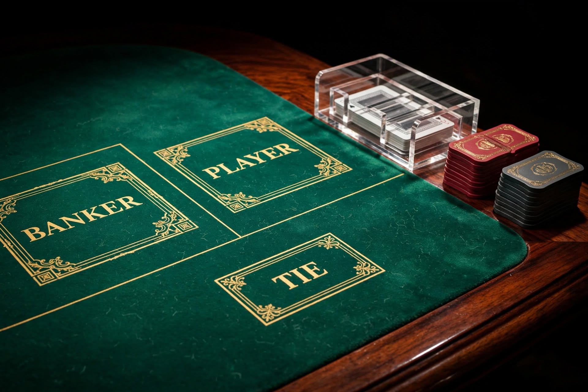 Blackjack table felt with casino chips stacked beside natural twenty-one hand